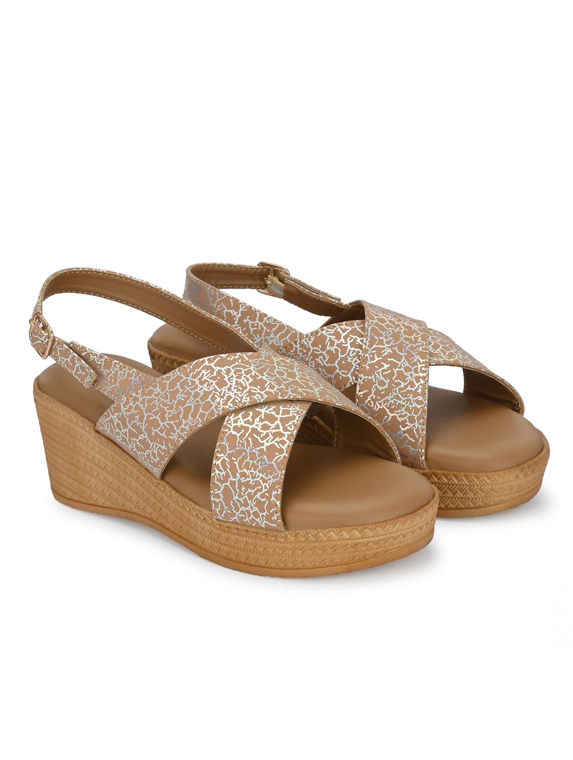 women beige back strap wedge - 21986912 - Standard Image - 1