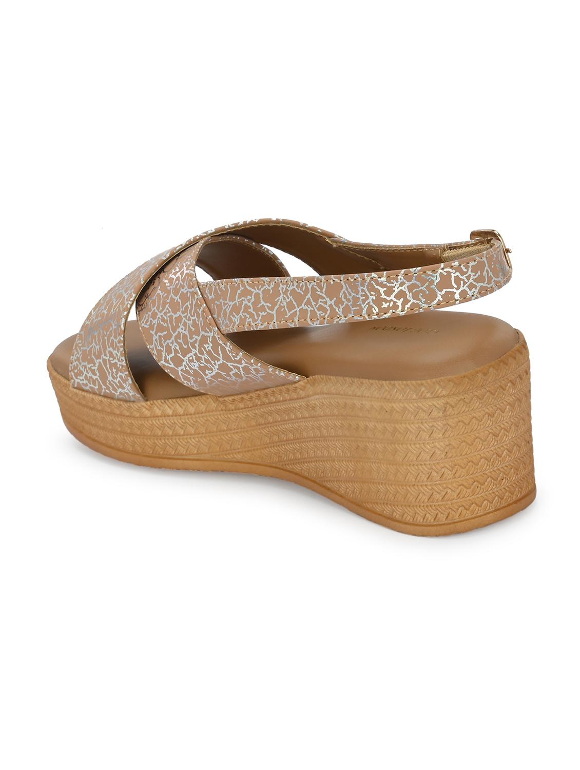 women beige back strap wedge - 21986912 - Standard Image - 4
