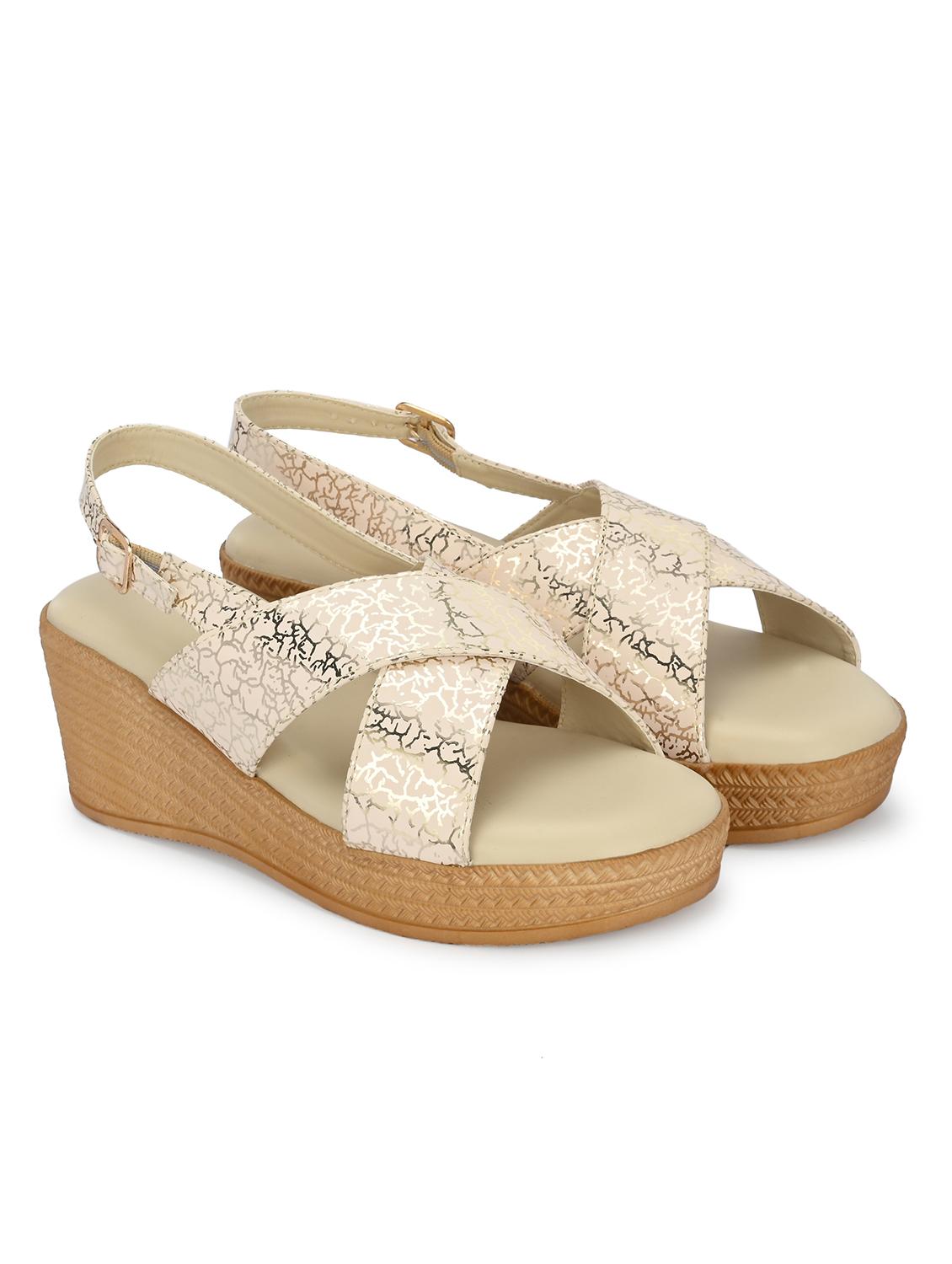 women cream bak strap wedge - 21986913 -  Standard Image - 1