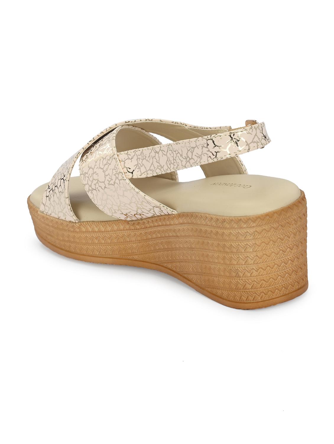 women cream bak strap wedge - 21986913 - Standard Image - 4