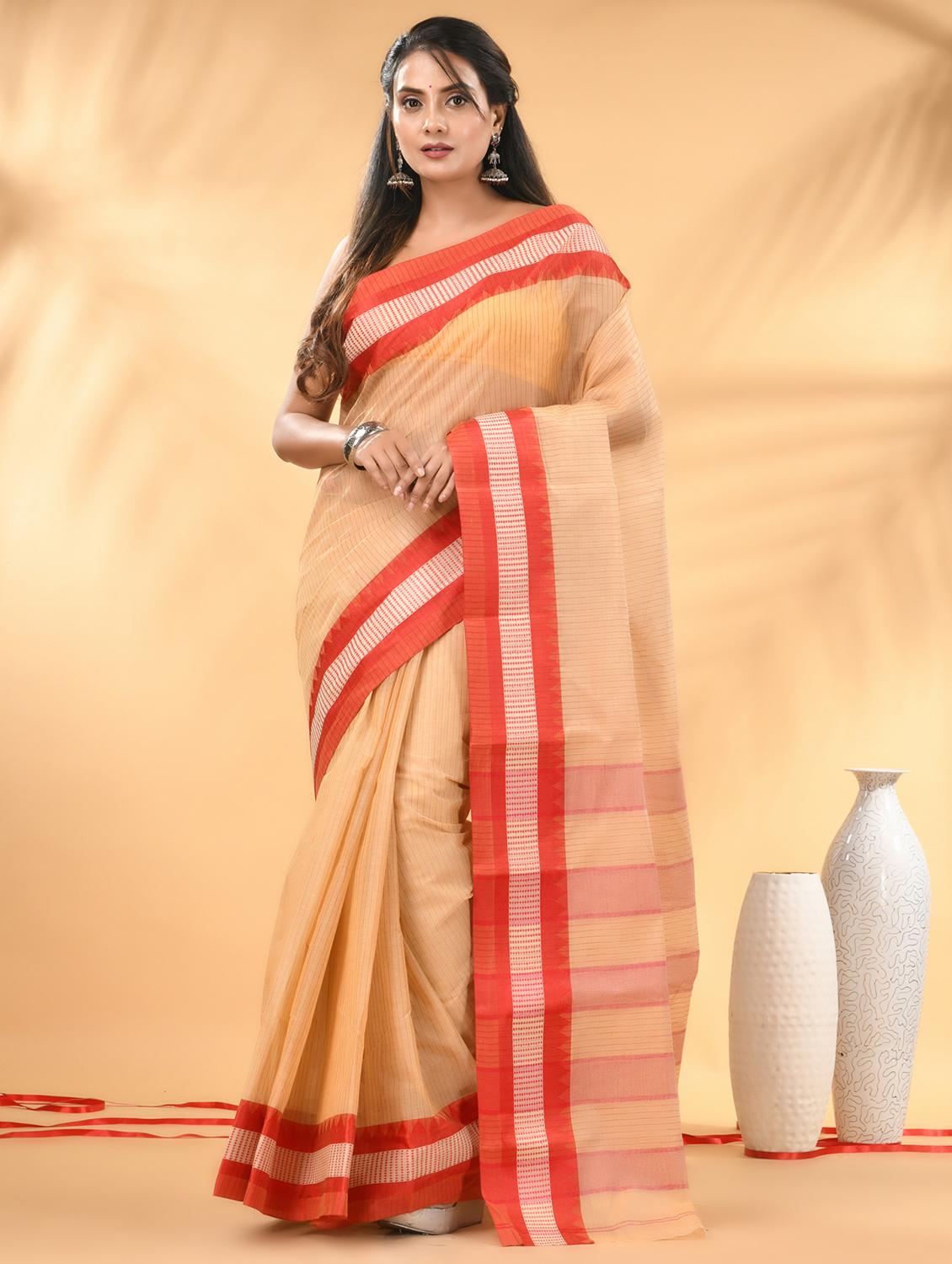 women striped tant saree - 21986925 - Zoom Image - 0