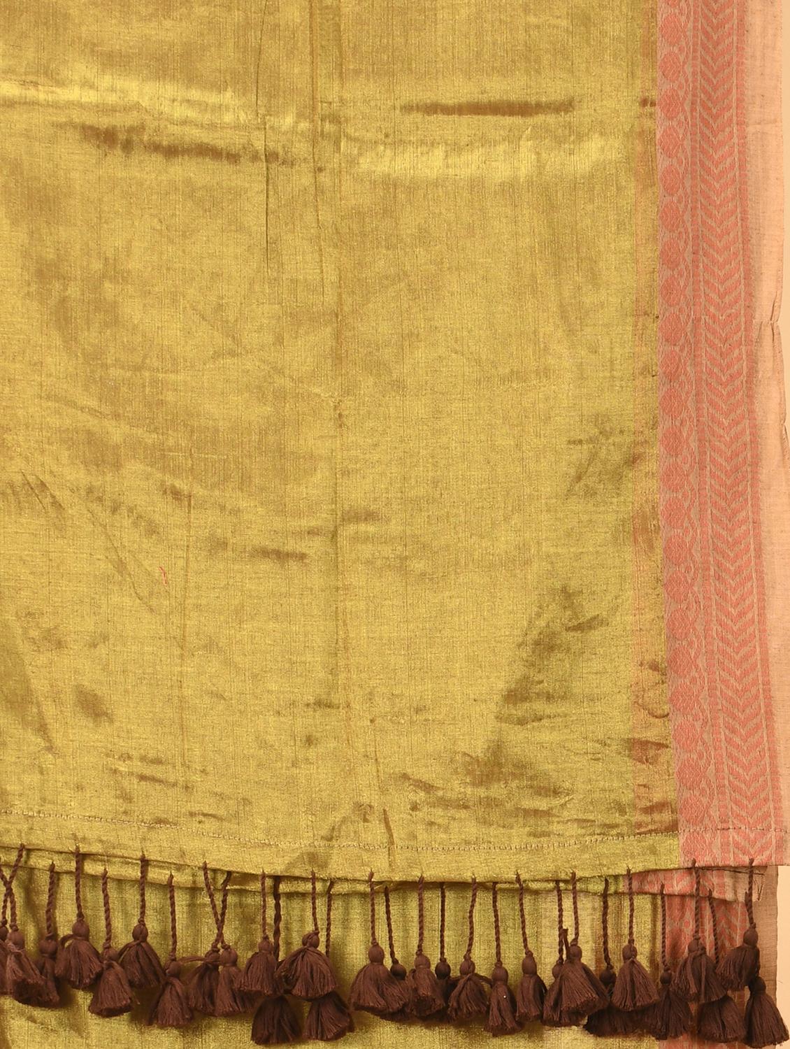women solid with bordered handloom saree with blouse - 21986975 - Standard Image - 4