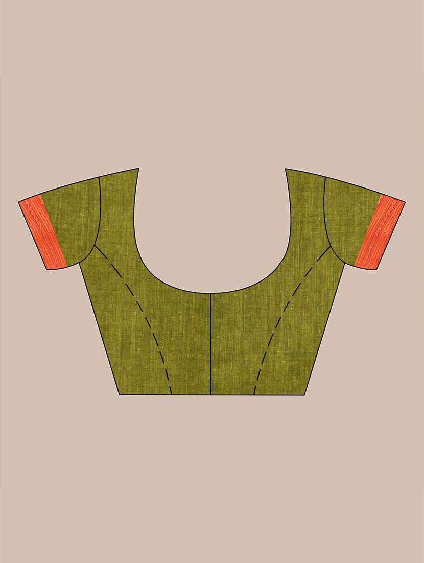 women solid with bordered handloom saree with blouse - 21986978 -  Standard Image - 4