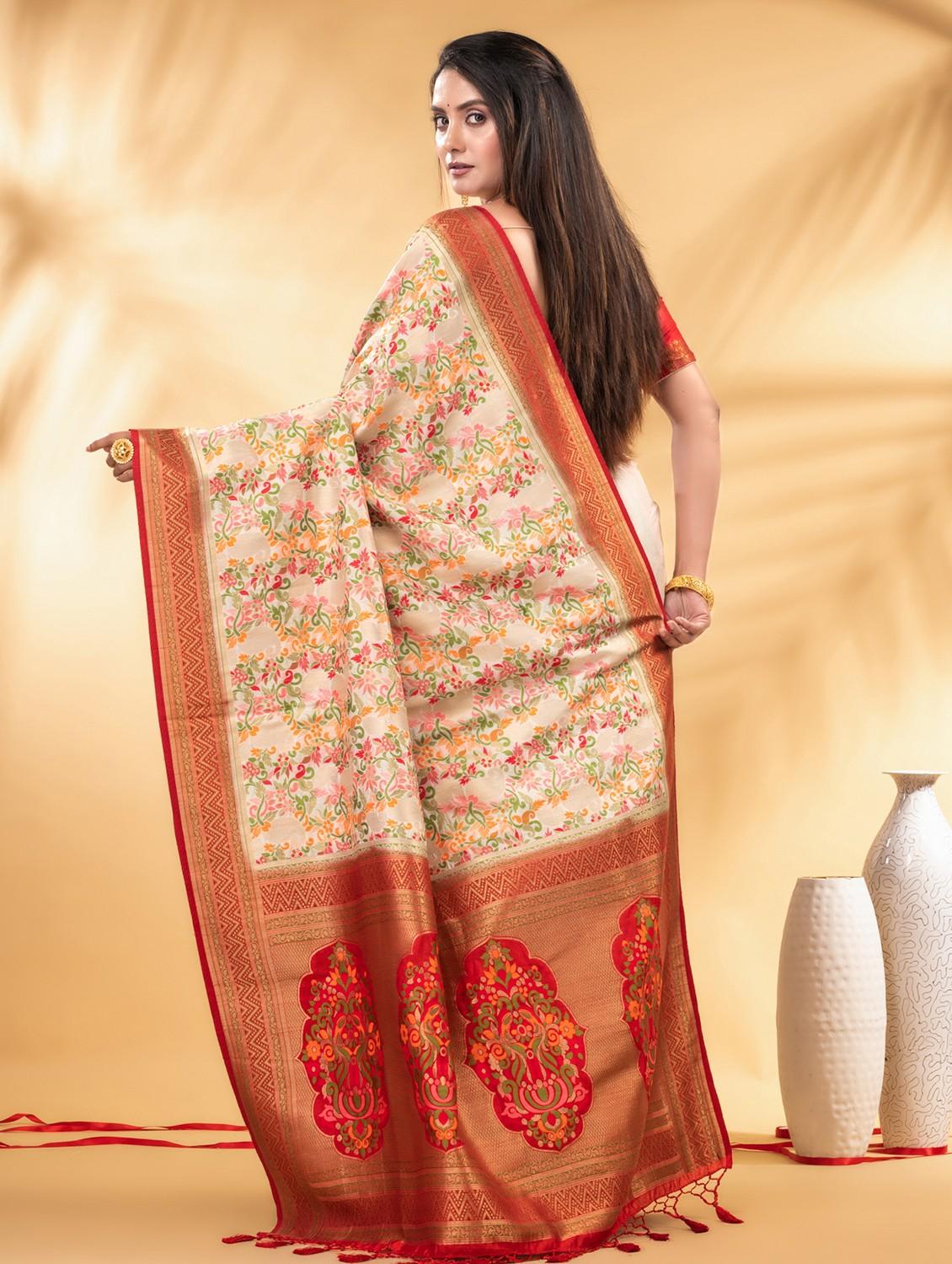 women printed bordered saree with blouse - 21987006 -  Standard Image - 1