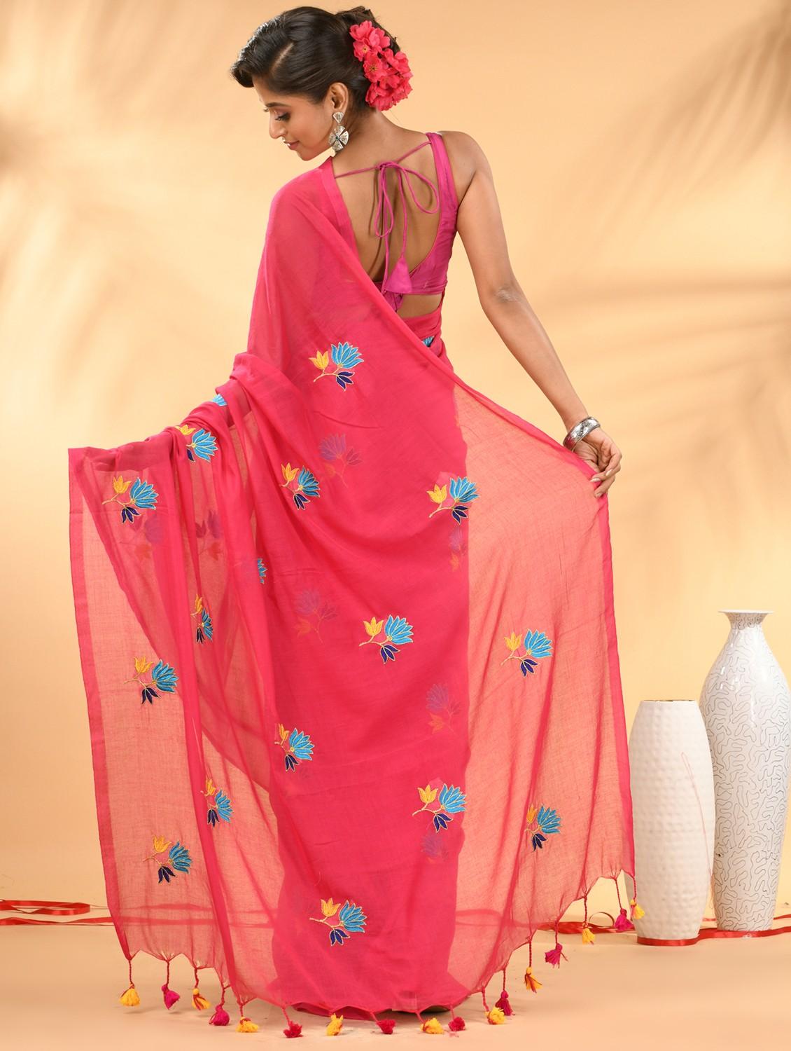 women floral embroidered handloom saree - 21987012 - Standard Image - 1