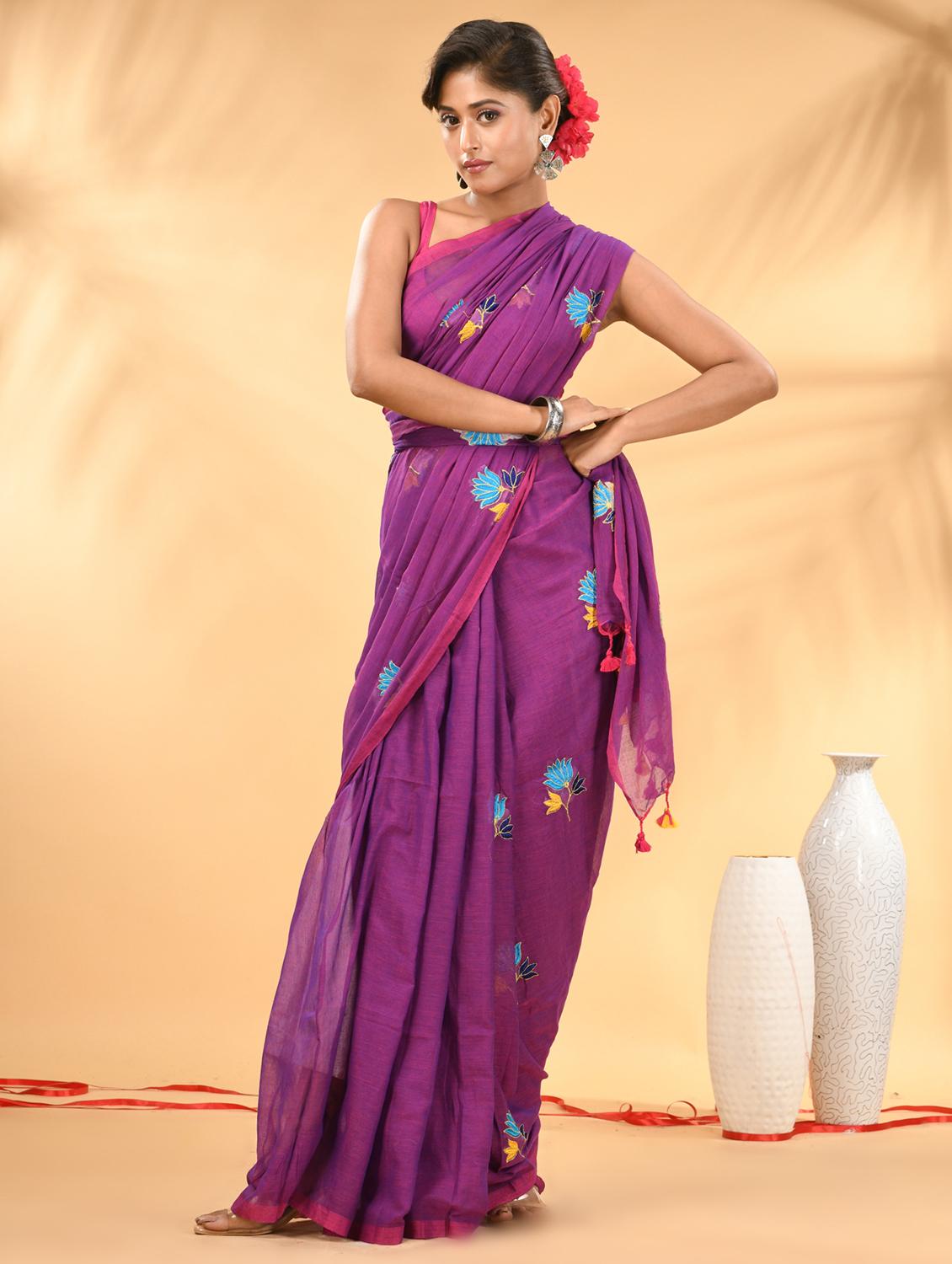 women floral embroidered handloom saree - 21987013 -  Zoom Image - 0