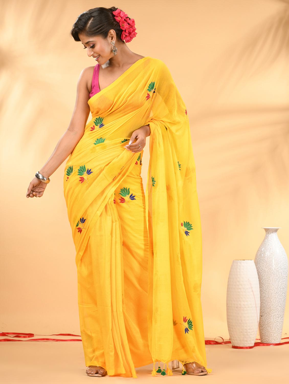 women floral embroidered handloom saree - 21987014 -  Standard Image - 1