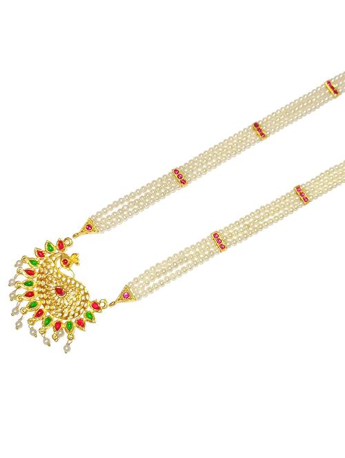 pearl beads gold plated long necklace - 21987037 -  Standard Image - 0
