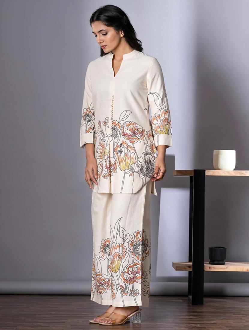 women floral three quarter sleeve ethnic co-ord set - 21987045 - Standard Image - 1