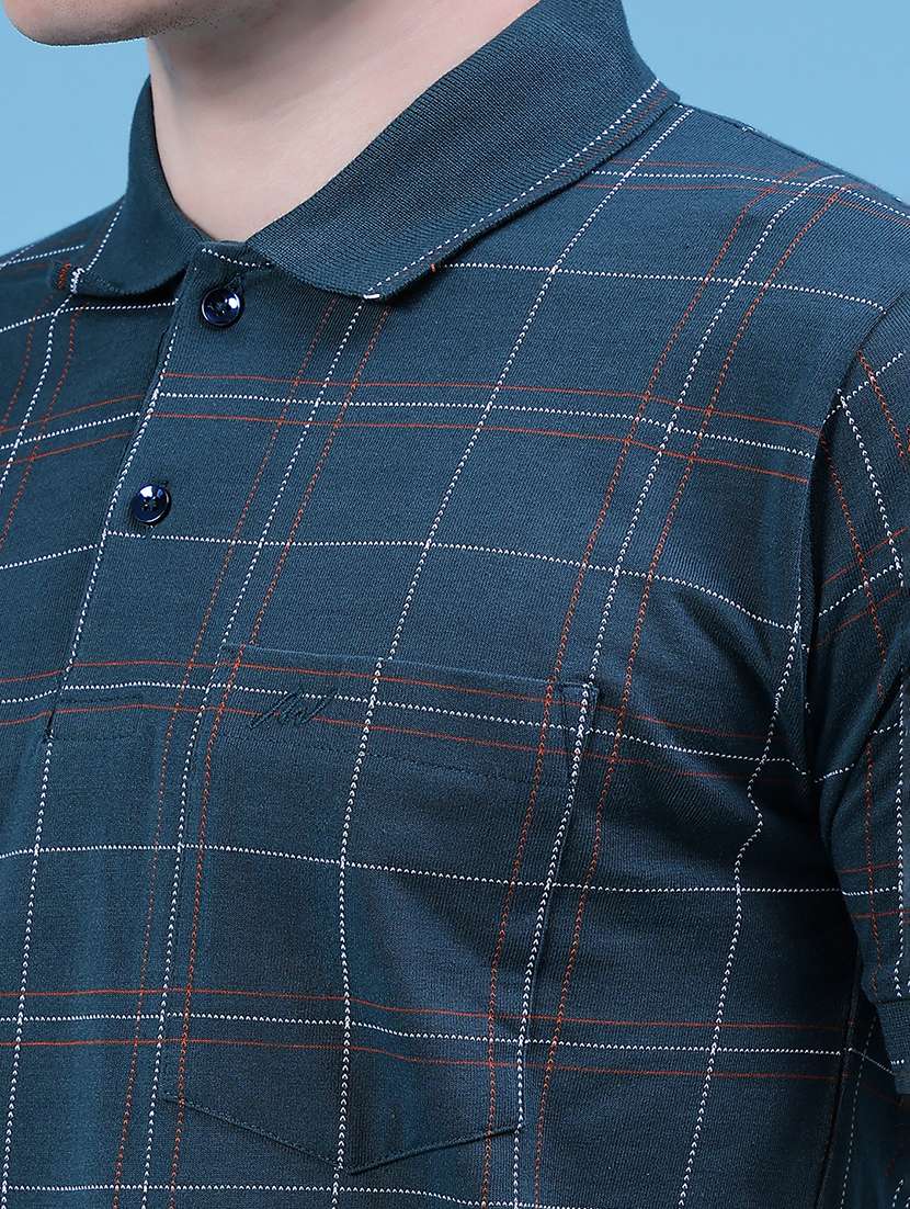 men checkered short sleeve regular fit polo t-shirt - 21987124 -  Standard Image - 4