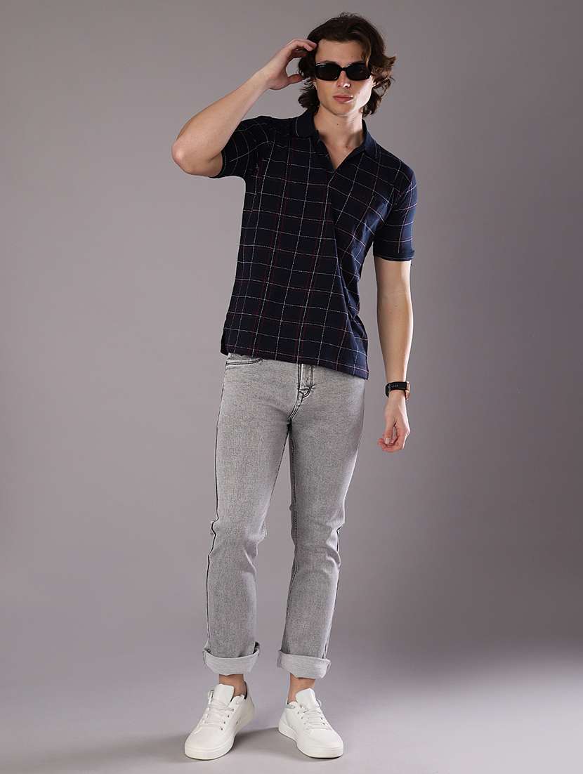 men checkered short sleeve regular fit polo t-shirt - 21987125 -  Standard Image - 4