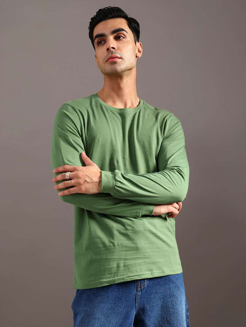men solid long sleeve t-shirt