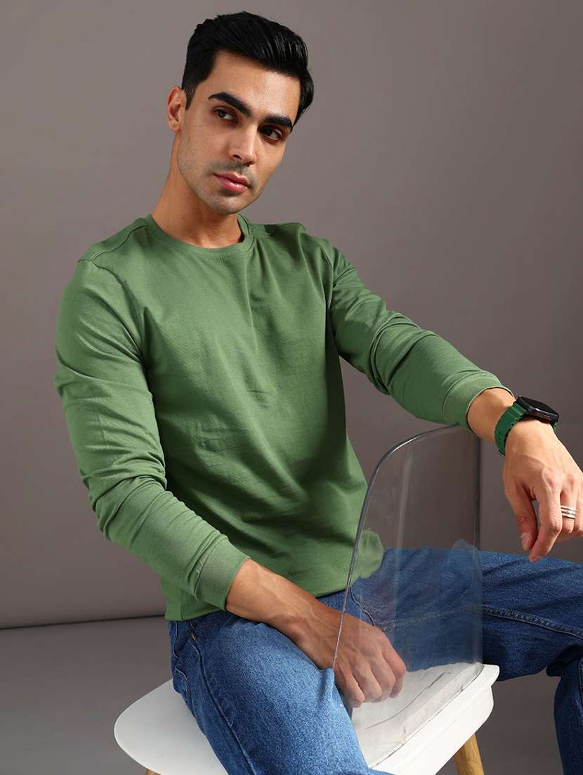 Men Solid Long Sleeve T-shirt - 21987142 -  Standard Image - 1