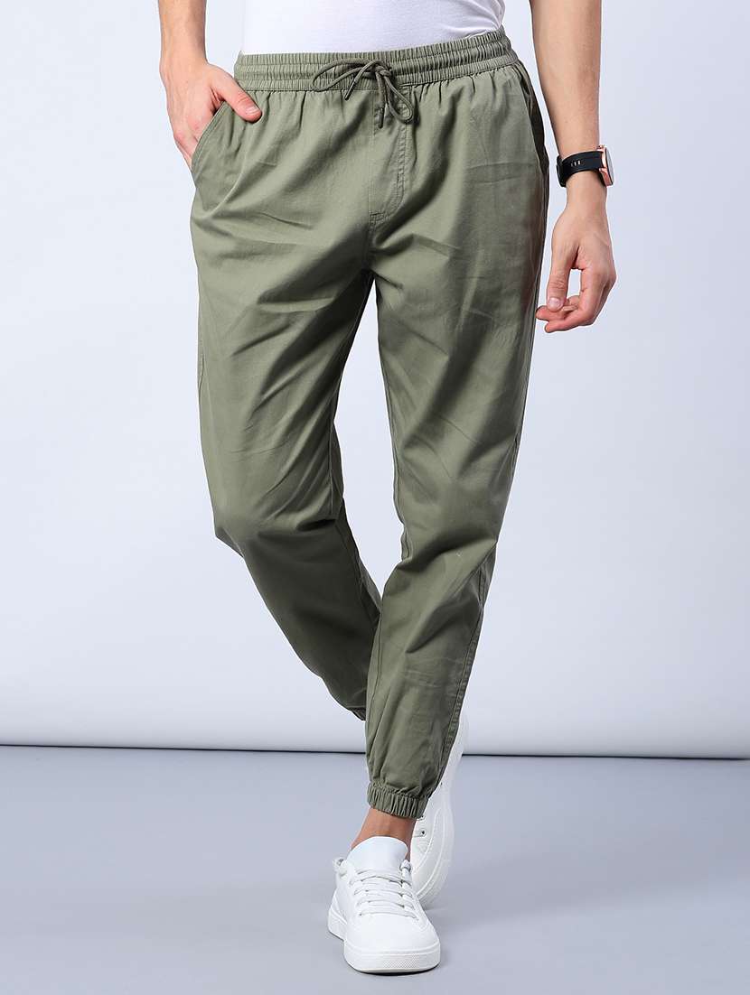 men solid mid rise jogger - 21987205 -  Standard Image - 1