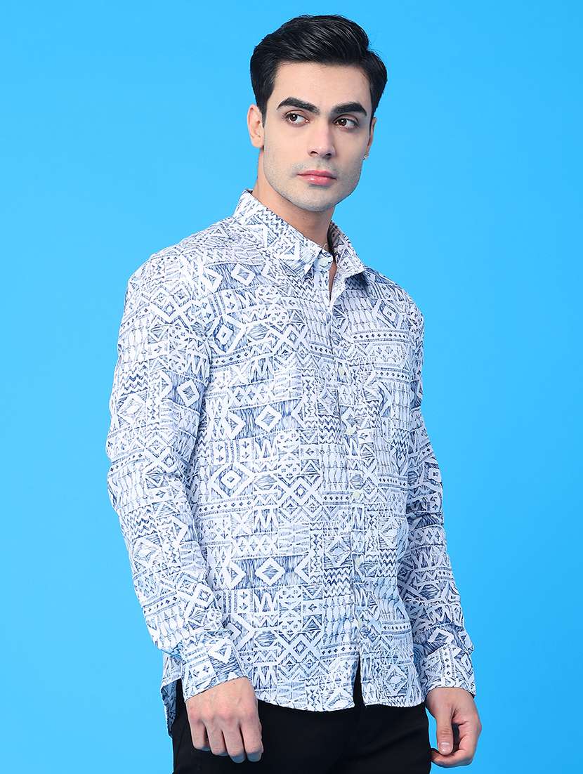 men printed long sleeve regular fit casual shirt - 21987218 -  Standard Image - 1