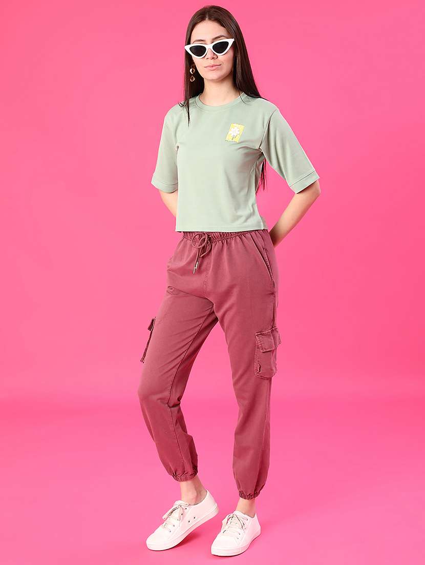 women solid mid rise cargo - 21987249 -  Standard Image - 4