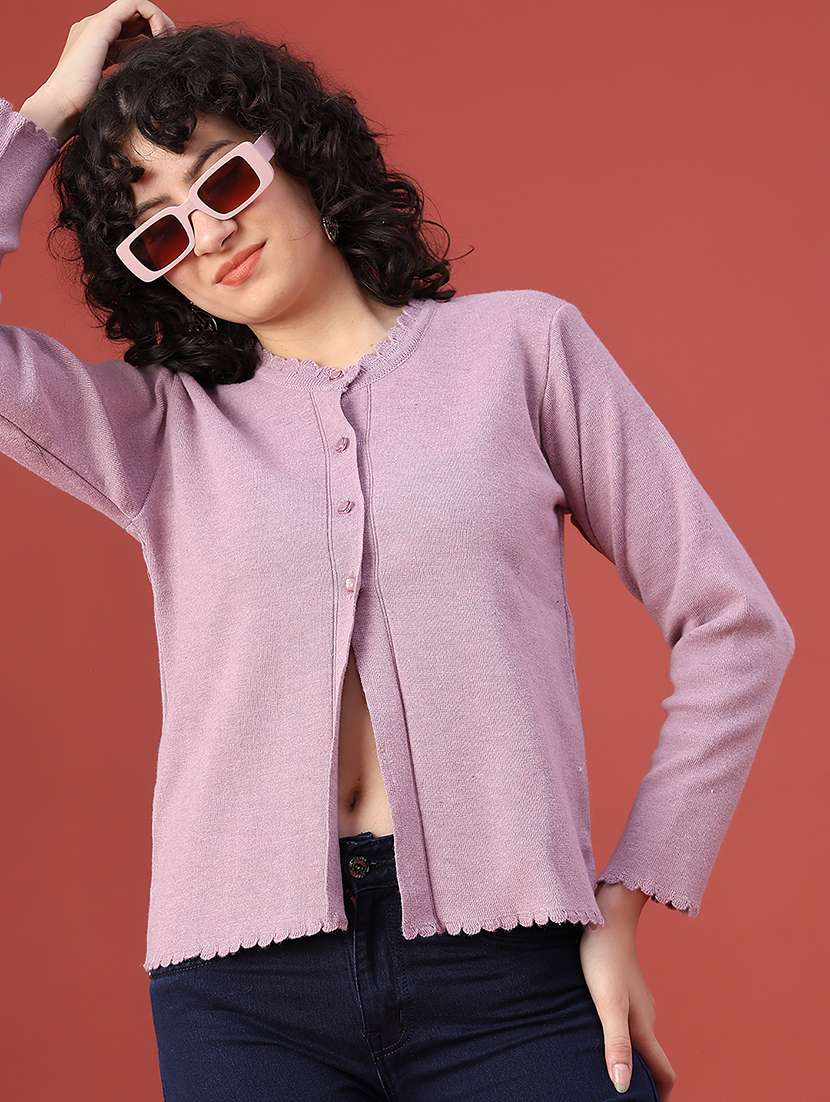 women solid long sleeve cardigan