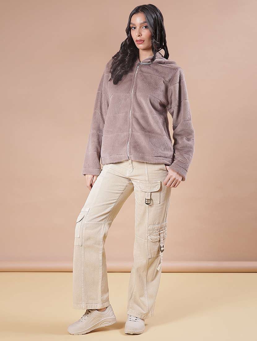 women solid mid rise regular fit cargo - 21987294 -  Standard Image - 4