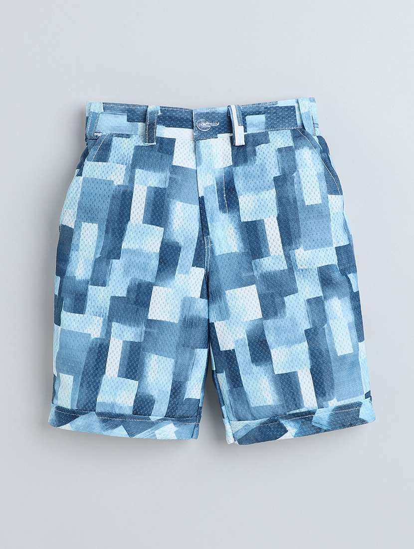 blue cotton blend shorts set coords - 21987312 - Standard Image - 4
