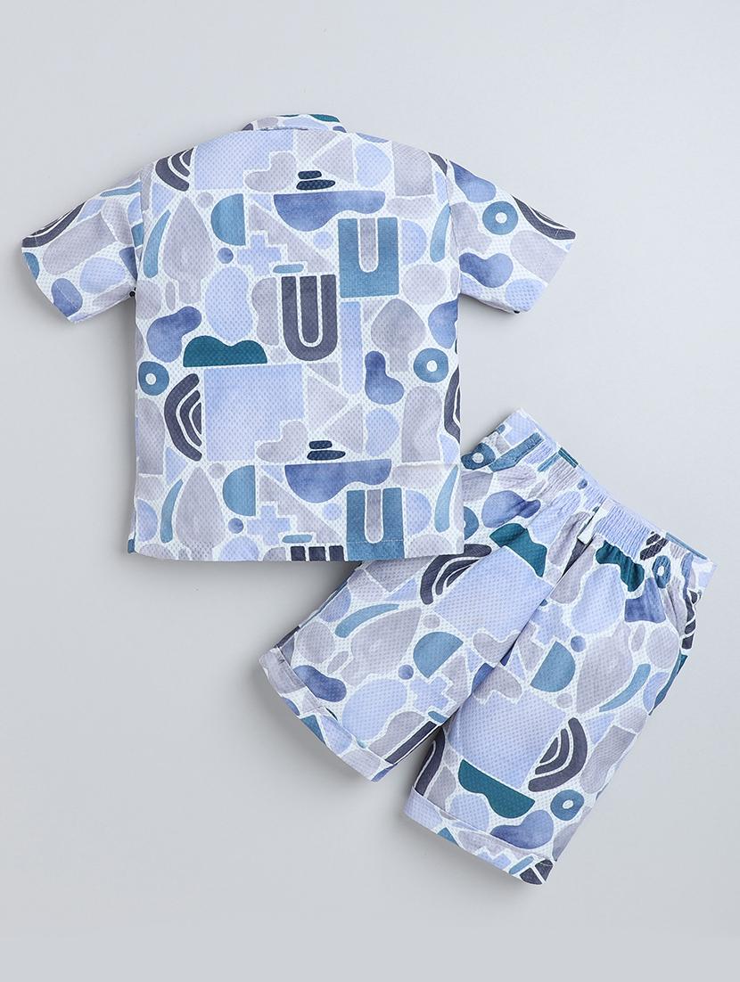 light blue cotton blend shorts set coords - 21987314 - Standard Image - 1