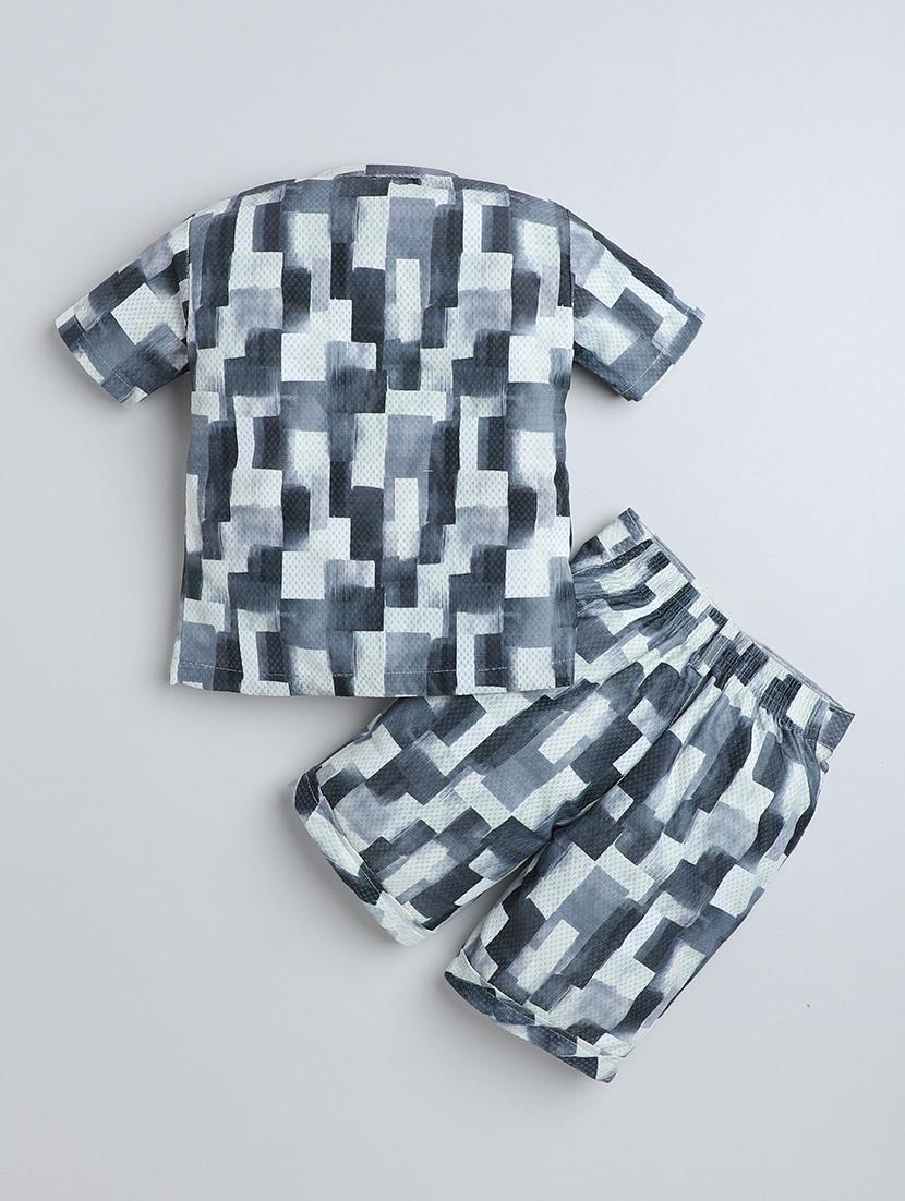 grey cotton blend shorts set coords - 21987318 - Standard Image - 1