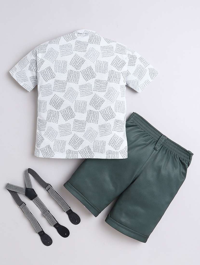 boys printed shirt and shorts set with suspender - 21987322 -  Standard Image - 1