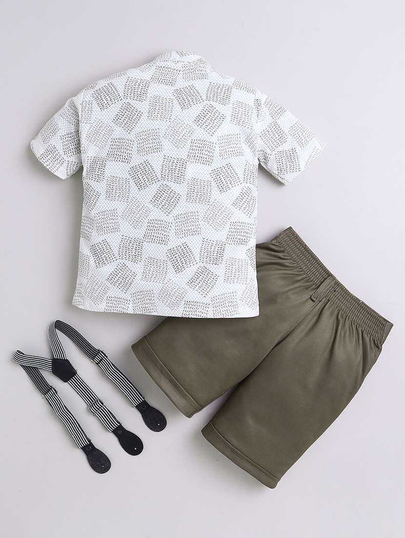 boys printed shirt and shorts set with suspender - 21987323 -  Standard Image - 1