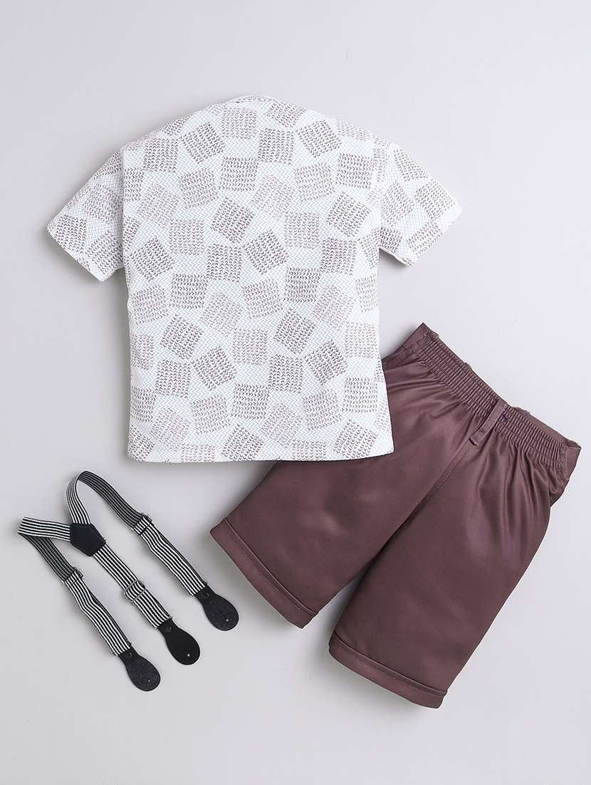 boys printed shirt and shorts set with suspender - 21987324 -  Standard Image - 1