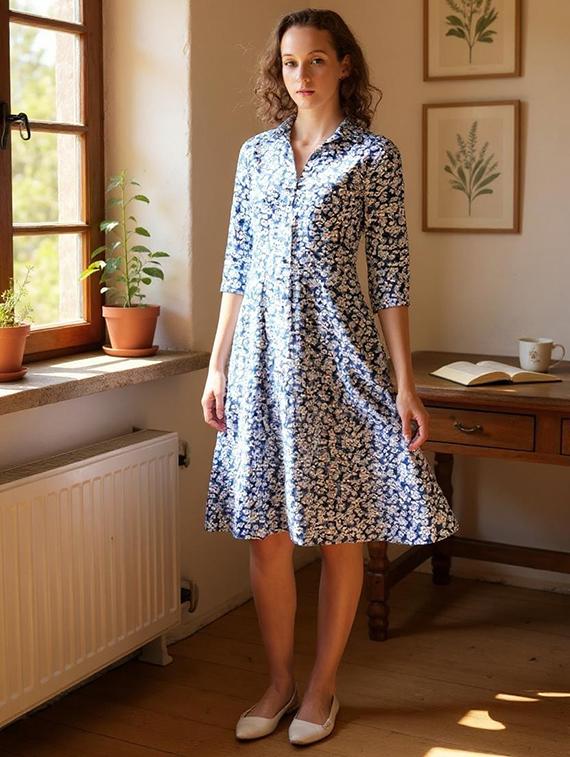 women floral print collared shirt dress - 21987330 -  Standard Image - 1