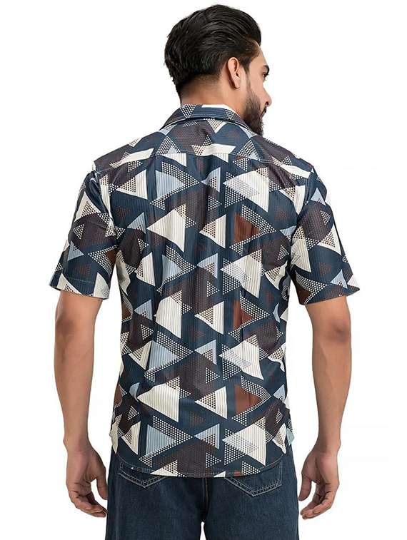 men printed short sleeve regular fit casual shirt - 21987331 -  Standard Image - 1