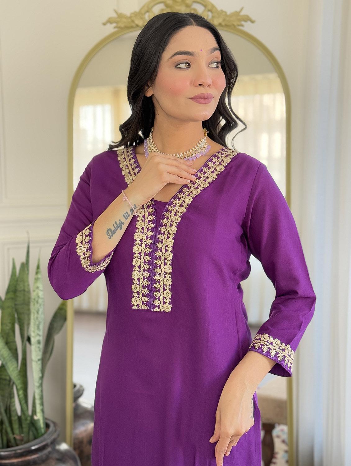 women three quarter sleeve kurta pant with dupatta set - 21987353 - Standard Image - 4