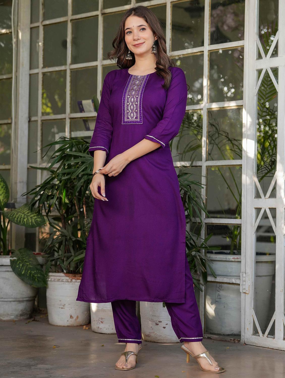 women three quarter sleeve kurta pant with dupatta set - 21987371 - Standard Image - 4