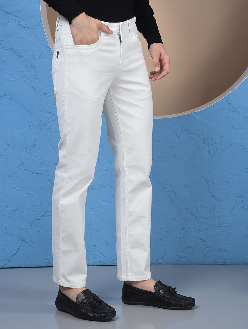 men plain mid rise full length straight fit jeans - 21987401 -  Standard Image - 1