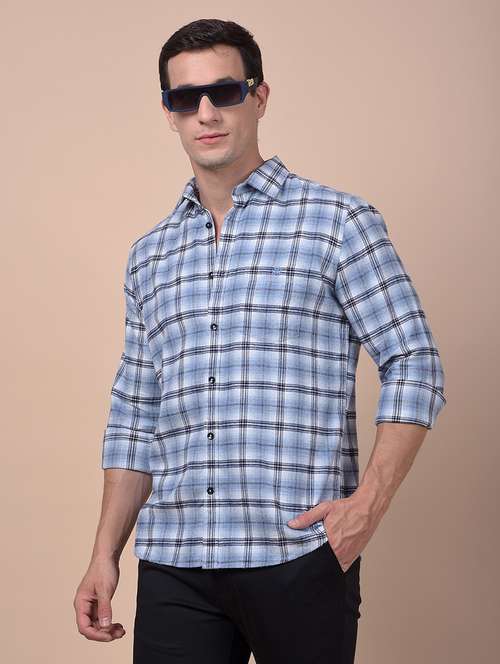 blue cotton casual shirt - 21987412 - Standard Image - 0