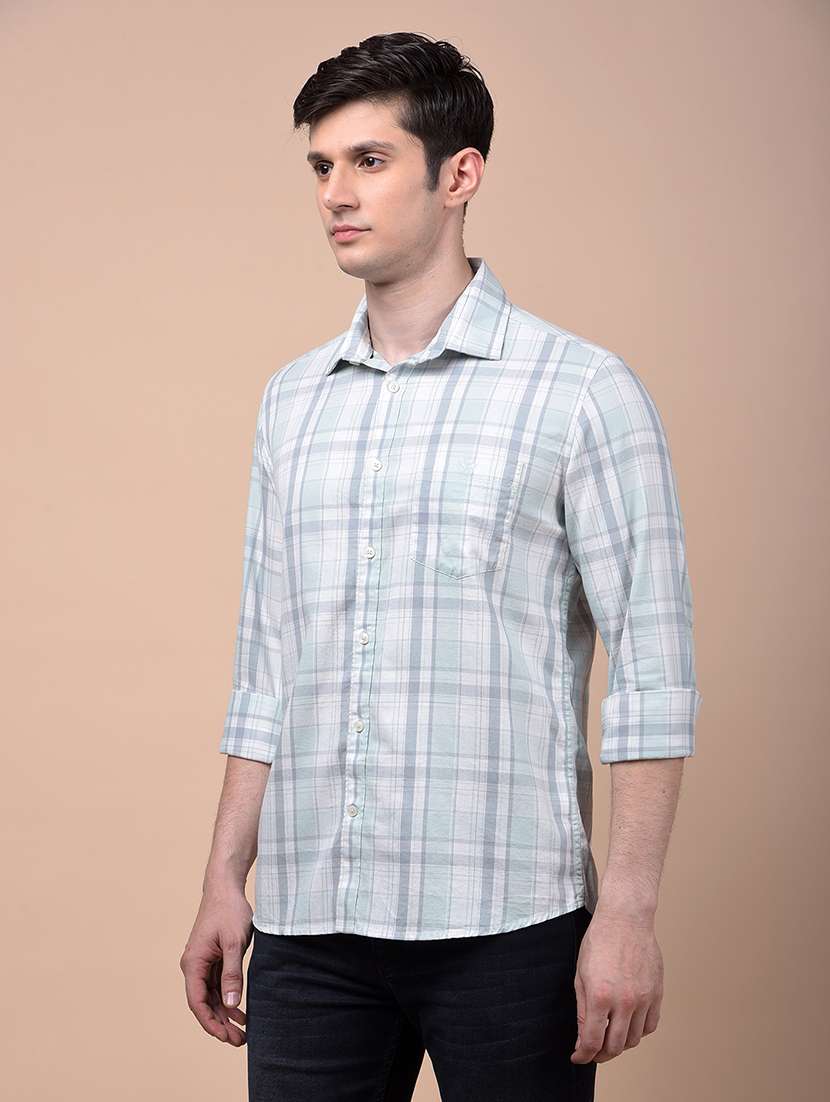 men checkered long sleeve slim fit casual shirt - 21987425 -  Standard Image - 1