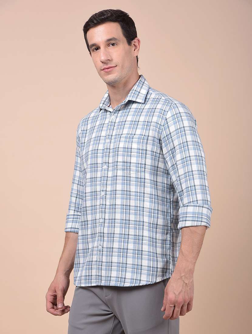 men checkered long sleeve slim fit casual shirt - 21987426 -  Standard Image - 1