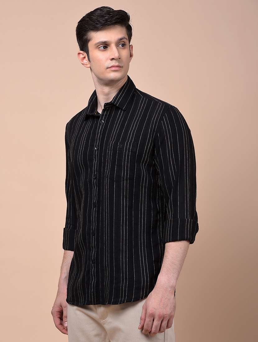 men striped long sleeve slim fit casual shirt - 21987433 -  Standard Image - 1