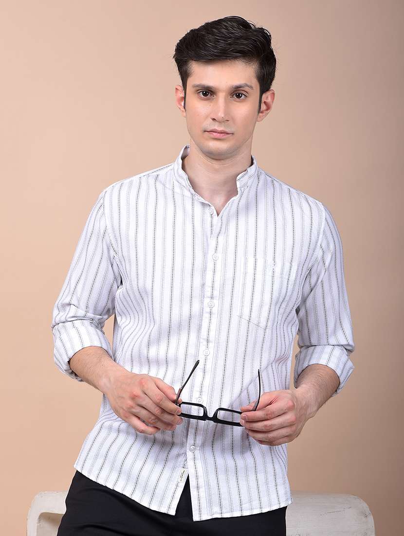 men striped long sleeve slim fit casual shirt - 21987441 - Zoom Image - 0