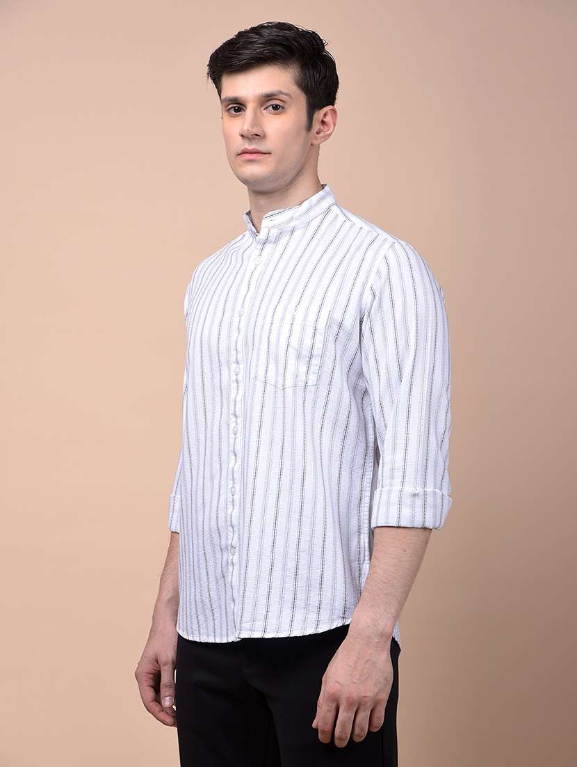 men striped long sleeve slim fit casual shirt - 21987441 - Standard Image - 1