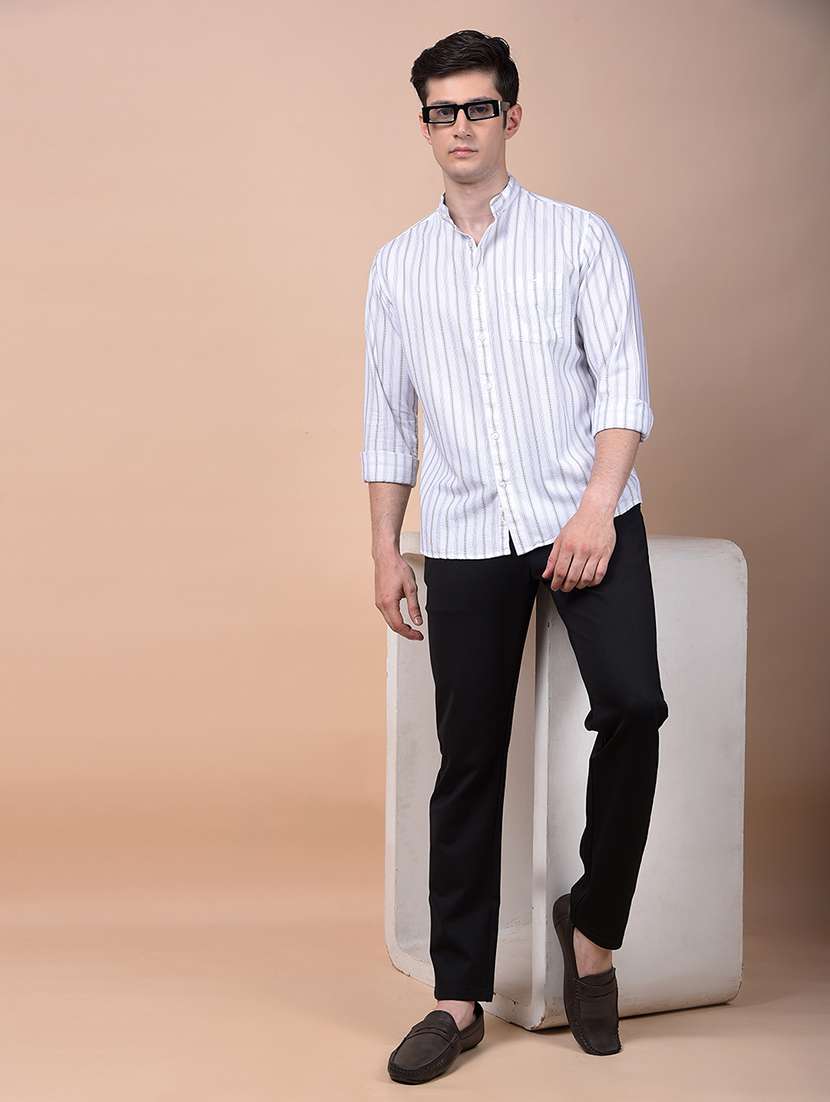 men striped long sleeve slim fit casual shirt - 21987441 - Standard Image - 4