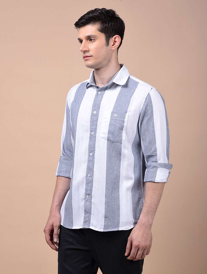 men striped long sleeve regular fit casual shirt - 21987443 - Standard Image - 1