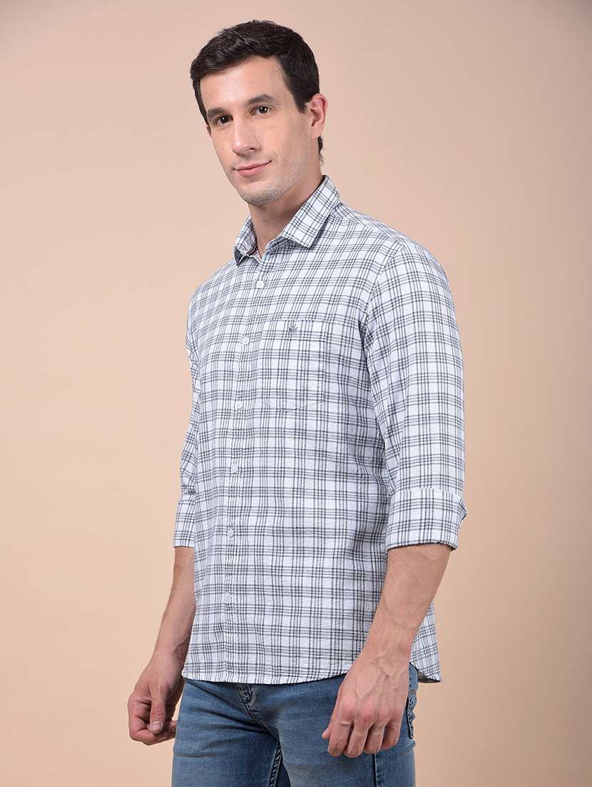 men checkered long sleeve slim fit casual shirt - 21987450 -  Standard Image - 1