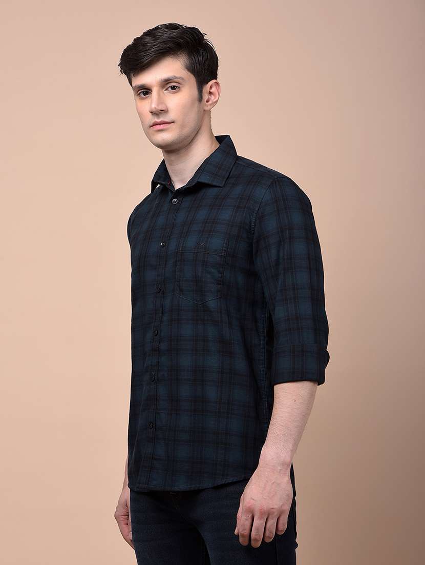 men checkered long sleeve slim fit casual shirt - 21987452 -  Standard Image - 1