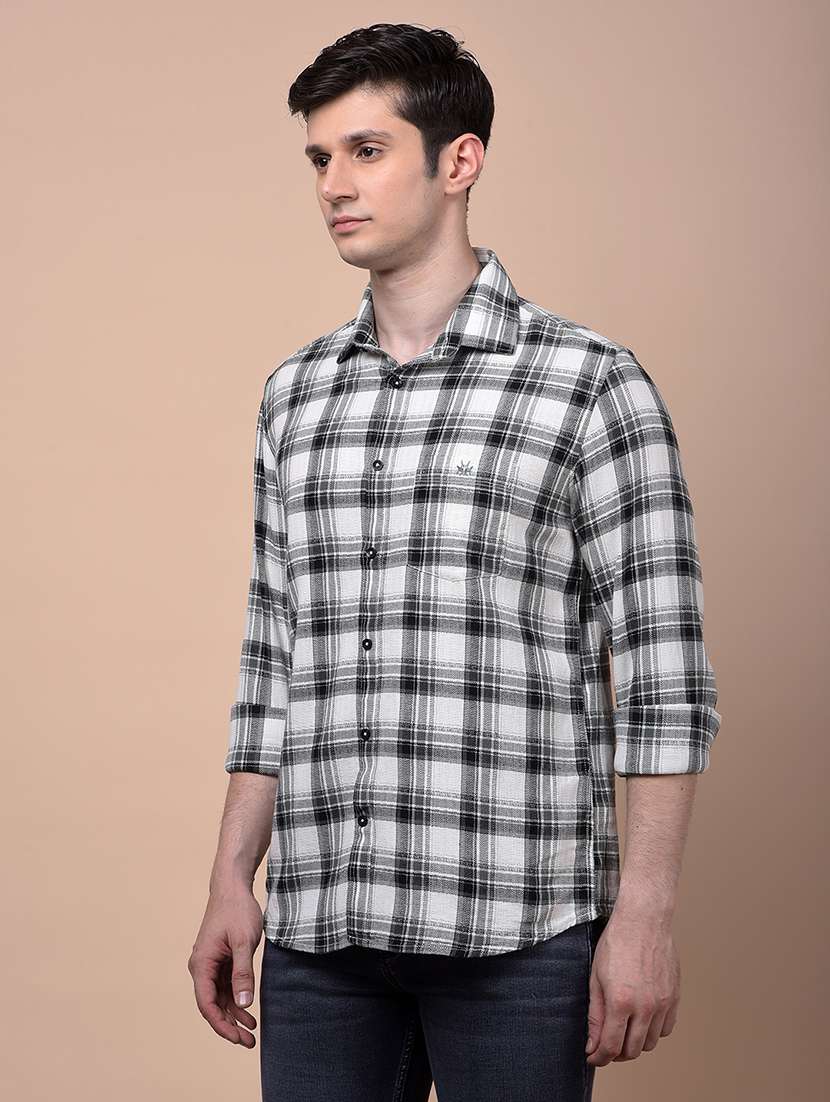 men checkered long sleeve slim fit casual shirt - 21987459 -  Standard Image - 1