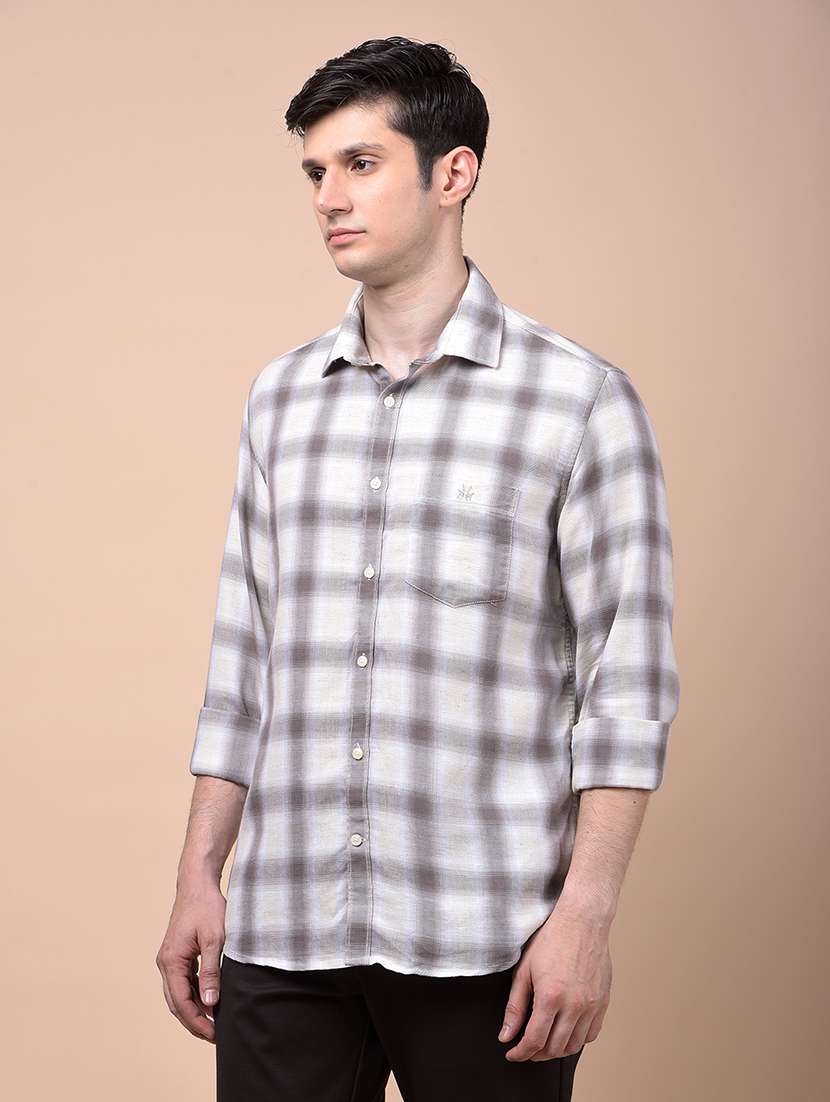 men checkered long sleeve slim fit casual shirt - 21987464 -  Standard Image - 1