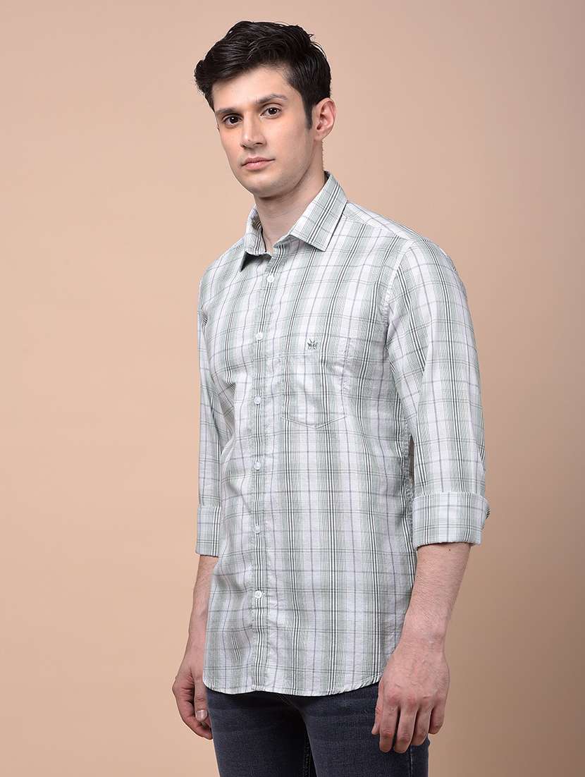 men checkered long sleeve slim fit casual shirt - 21987471 -  Standard Image - 1