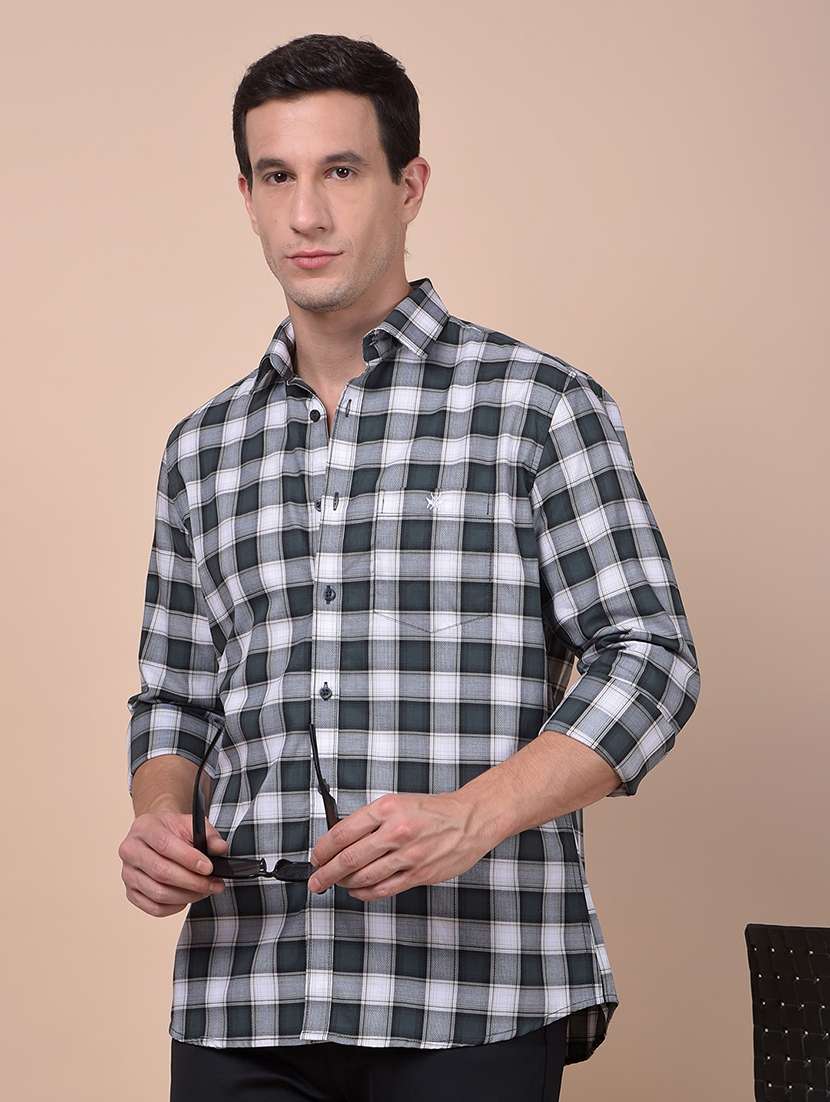 men checkered collared regular shirt