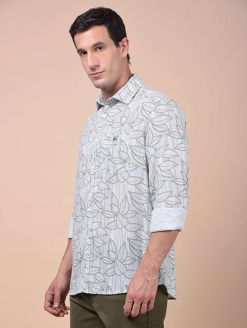 men printed long sleeve slim fit casual shirt - 21987490 -  Standard Image - 1