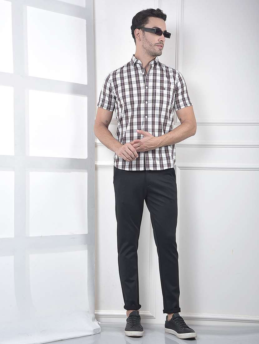 men checkered short sleeve slim fit casual shirt - 21987501 -  Standard Image - 4