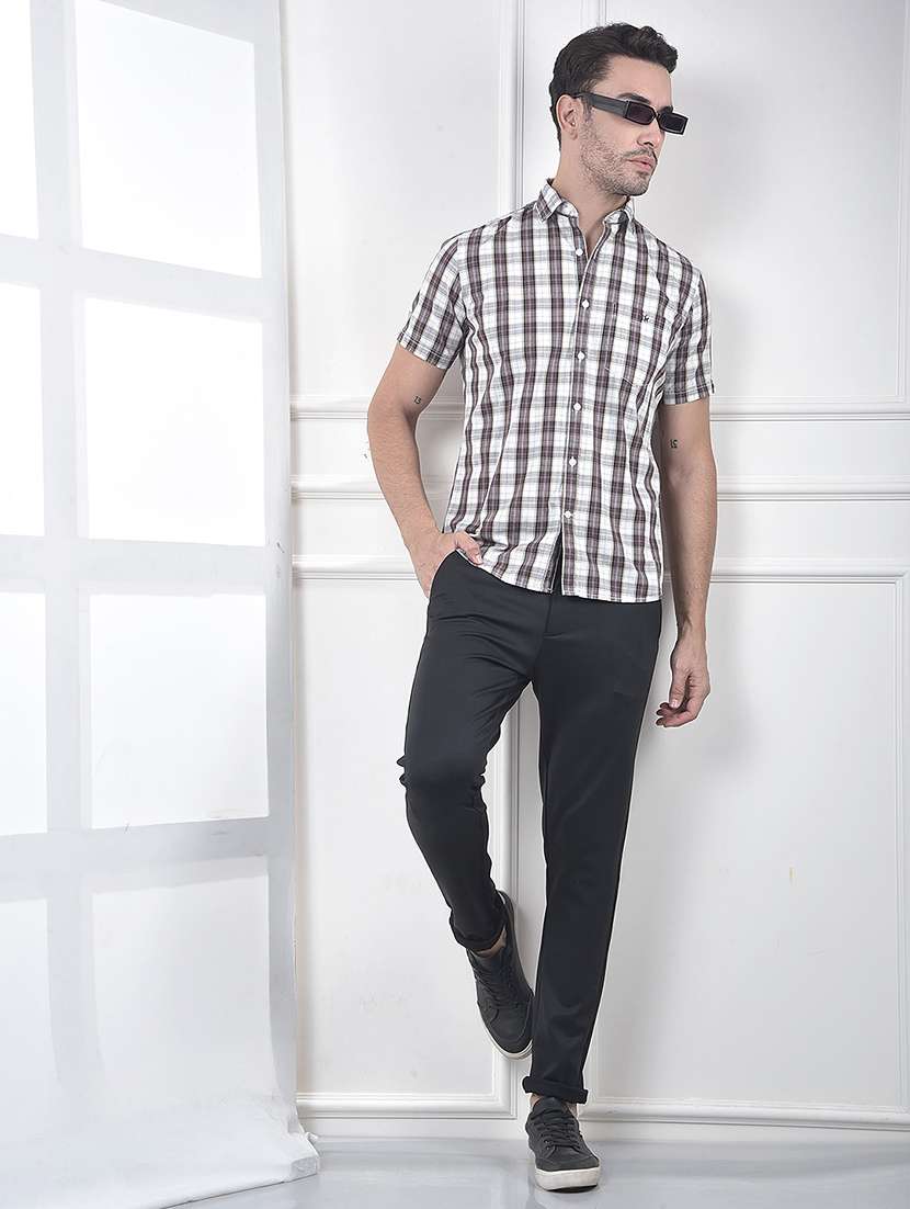men checkered short sleeve slim fit casual shirt - 21987501 -  Standard Image - 6